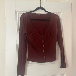 Reformation Women's Burgundy Cotton Rib Top
Size L